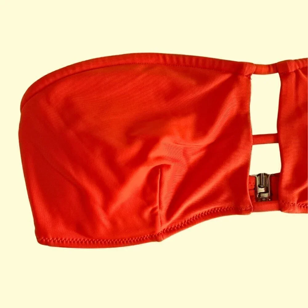 Red/Orange Cupshe Bikini Swimsuit Top with Front Cutout